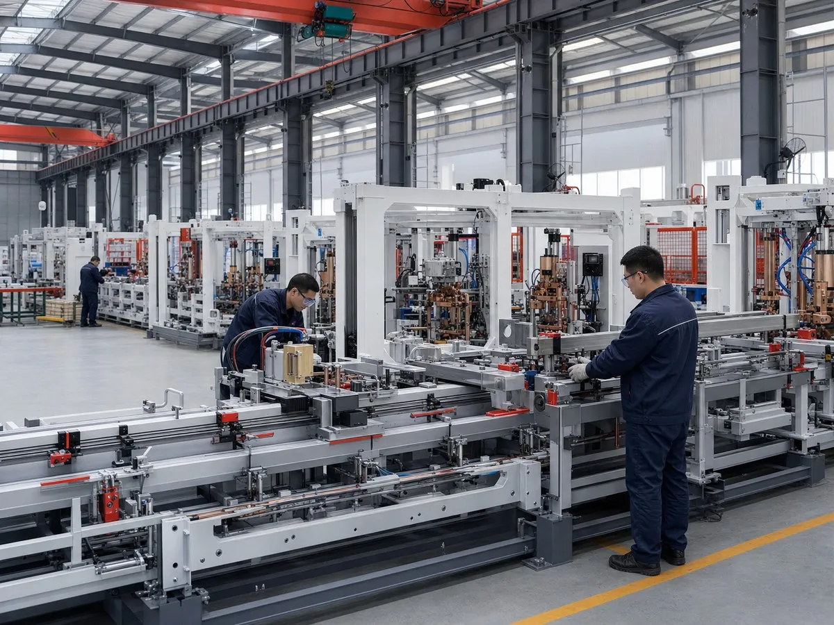 Modern automated welding equipment production workshop