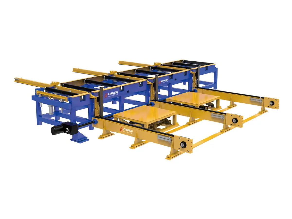 Automated side discharge and stacking system